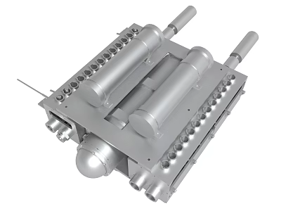Industrial Metal Equipment With Cylinders And Pipes 3d model