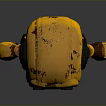 Worn Yellow And Black Robot Figure With Rusty Details And 3D Rendered Design