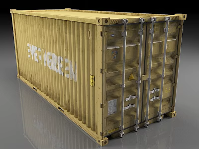 Yellow Commercial Equipment Freight Container With Evergreen Logo For Logistics Transport 3d model