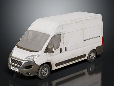 White Modern Commercial Cargo Van With Boxy Exterior And Side Doors 3d model
