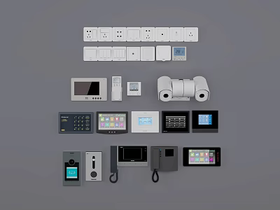 Modern Switch Panels With Various Control Devices And Smart Interfaces 3d model