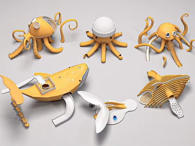 Modern slide children'slide children's equipment combination outdoor children's activities children's playground equipment fish ocean theme slide 3d model