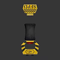 Tactical Explosive Weapon With Yellow Black Stripes Grip Handle And Red Component 3d model