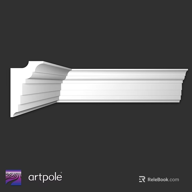 White Decorative Molding Component With Multi Layered Structure For Interior Design 3d model 
