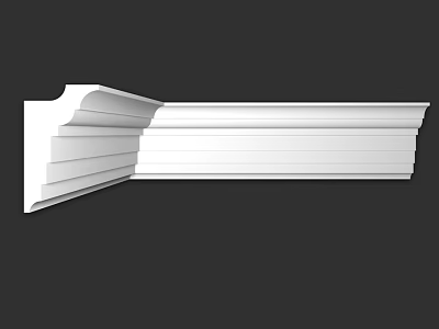 White Decorative Molding Component With Multi Layered Structure For Interior Design 3d model