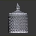 Transparent Glass Storage Jar With Diamond Pattern And Decorative Lid For Household Use