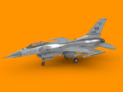 Detailed Silver Fighter Jet Model With Markings On Orange Background 3d model Detailed Silver Fighter Jet Model With Markings On Orange Background 3d model