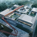 Aerial View Of Modern Large Campus With Multiple Buildings Green Landscape And Central Square