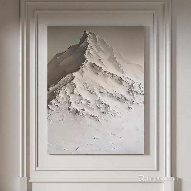 3D Textured Mountain Painting As Wall Decor For Modern Interior Design 3d model 