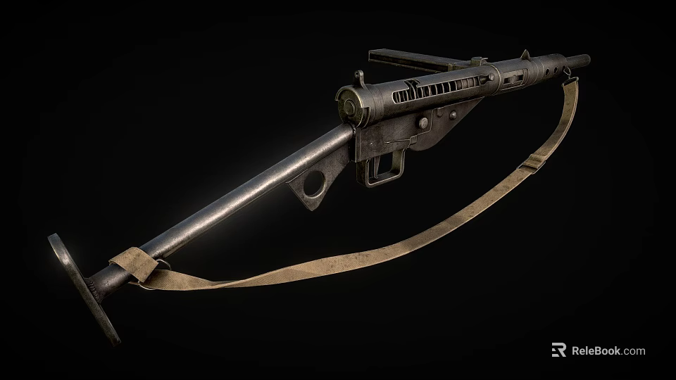 Vintage Military Rifle with Leather Strap and Metal Components in Classic Design 3d model 
