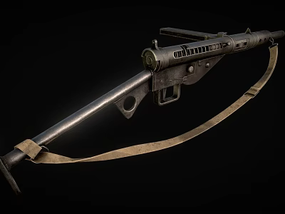 Vintage Military Rifle with Leather Strap and Metal Components in Classic Design 3d model