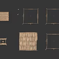 Various Wooden Frame Household Items Including Tables Shelves And Functional Structures 3d model