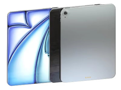 Thin Digital Tablet With Sleek Silver Body Blue Display And Modern Camera Design 3d model