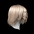 Game And Movie Character Blonde Wavy Hair Wig Model On Head Sculpture