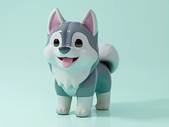 Husky Dog Cartoon Image Animation Character Animal Hand-made Patch Doll Toy Ornaments Beauty Chen Props Game Scene Decoration IP 3d model