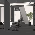 Modern Hair Salon Interior With Open Layout Black Chairs Mirrors And Green Plants
