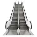 Modern Escalator Design In Commercial Building With Metal Structure And Curved Handrails