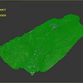 Detailed Terrain Model Featuring Mountainous Landscape Flowing River And Green Vegetation