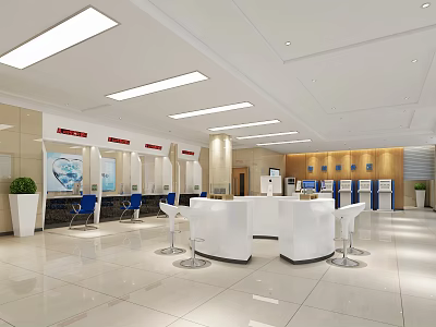 Modern Bank Lobby Bank Lobby Financial Room 3d model