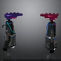 Colorful Mechanical Device Components With Purple Pink Knobs Colored Wires And Metal Bases