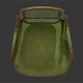 Classic Wooden Frame Dining Chair With Green Upholstered Seat And Armrests