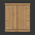 Practical Outdoor Wooden Slatted Storage Cabinet With Double Doors And Metal Hinges
