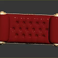 Ornate Red Upholstered Sofa Bench With Gold Carved Armrests And Decorative Legs Design