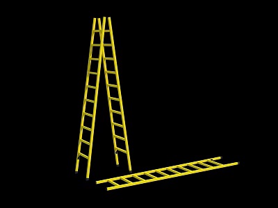 Practical Sturdy Yellow Household Ladders For Home Maintenance And Daily Use 3d model
