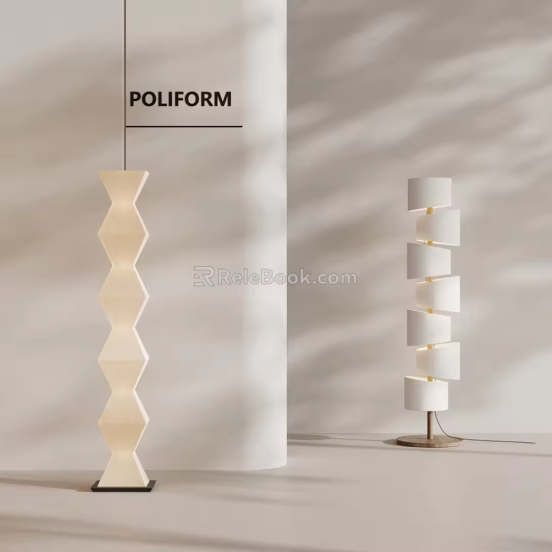Modern Cream Style Floor Lamp 3d model