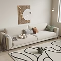 modern double sofa cream double sofa 3d model