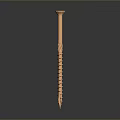 Copper Colored Threaded Screw With Pointed Tip And Reflective Surface On Grey Background