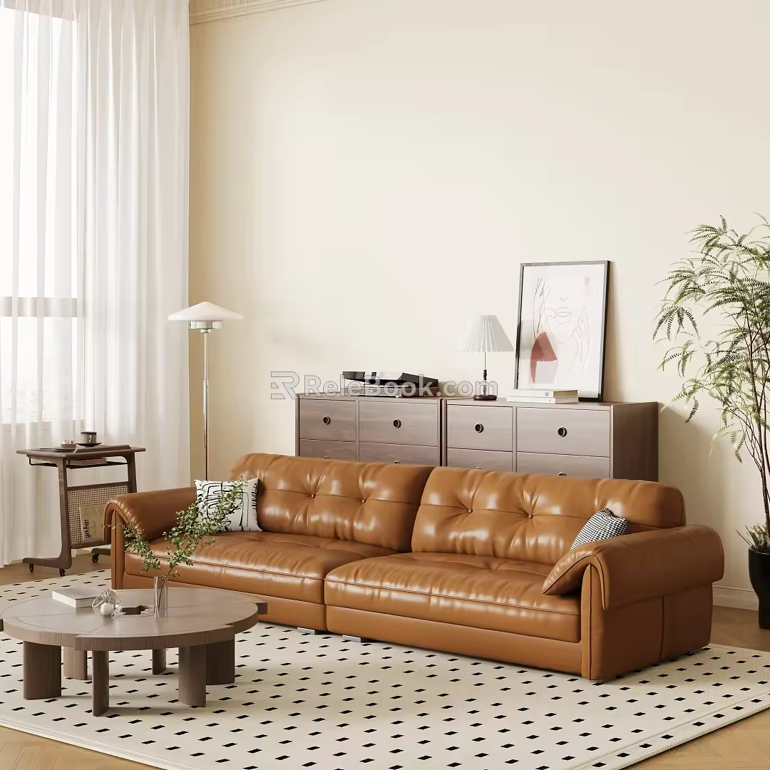 Quiet Retro Style Sofa Tea Table Combination Sofa Coffee Table Combination 3d model