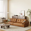 Quiet Retro Style Sofa Tea Table Combination Sofa Coffee Table Combination 3d model