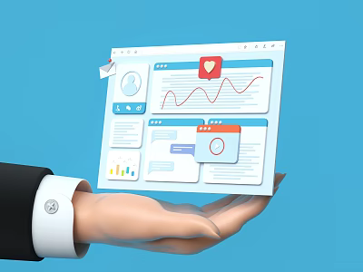 Smart Business Equipment With Dashboard Showing Data Analytics User Metrics And Notifications 3d model