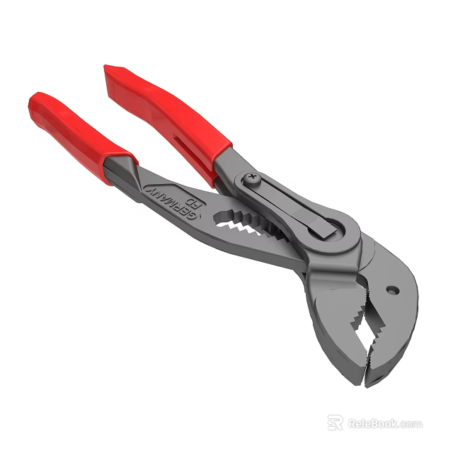 Crescent Adjustable Pliers with Red Handles and Metal Construction Gripping Tool 3d model 