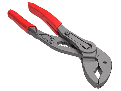 Crescent Adjustable Pliers with Red Handles and Metal Construction Gripping Tool 3d model