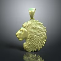Golden Lion Head Pendant Shiny Metal Design For Fashion Accessories