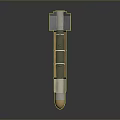 Military Missile With Golden Warhead Gray Body And Metallic Side Fins
