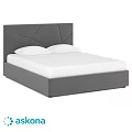 Modern Double Bed with Gray Geometric Headboard and White Mattress