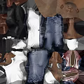 Man Wearing White Polo Shirt Blue Jeans Red Shoes Carrying Backpack Against Gray Background