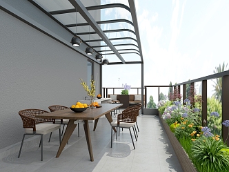 Balcony Garden Terrace Open-air balcony 3d model