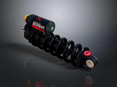 BORSAIL Black Shock Absorber With Spring Red Button And Yellow Part Household Item 3d model
