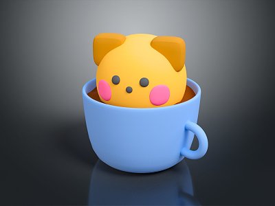 Japanese coffee cup coffee bear coffee cappuccino 3d model