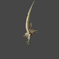 Unique Fantasy Weapon Featuring Tree Branches Animal Skull Green Leaves Glowing Lights And Blue Background