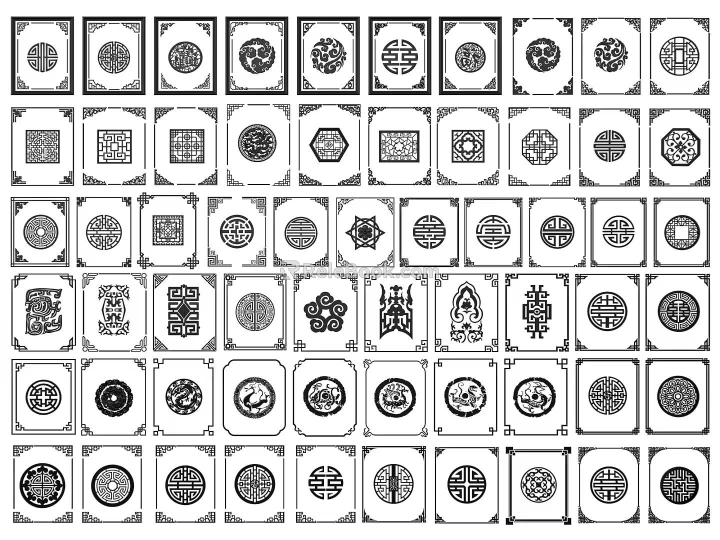 Chinese-style Hollow-out Window Frame Pattern Lattice Window Flower Antique Window Decoration Frame Pane Carved Corner Flower Window Pattern 3d model