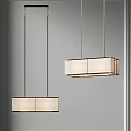 Modern Interior Hanging Chandeliers With Rectangular White Shades And Metallic Rods 3d model