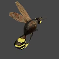 Game Movie Character Insect Design With Yellow Glowing Stripes Black Wings Luminous Eyes