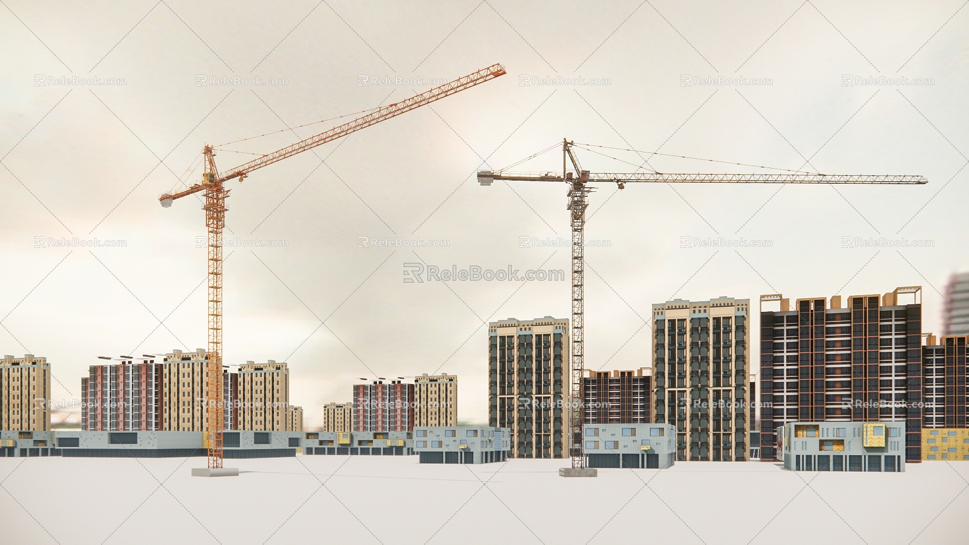 Modern construction site crane tower crane 3d model