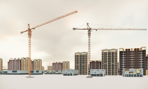 Modern construction site crane tower crane 3d model