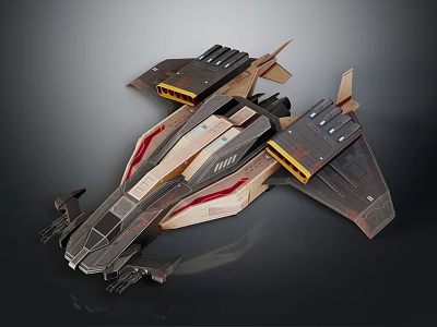 Futuristic Interstellar Spaceship Design With Aerodynamic Structure And Engine Modules 3d model